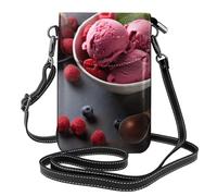 HEBSDFG Sac à bandoulière en cuir synthétique avec imprimé Père Noël Prin pour homme et femme avec bandoulière réglable, Raspberry Ice Cream, Taille unique