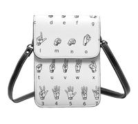 HEBSDFG Sac à bandoulière en cuir synthétique avec sangles réglables pour téléphone portable - Motif rayures noires et blanches, Langue des signes de l'alphabet., Taille unique
