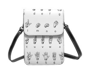 HEBSDFG Sac à bandoulière en cuir synthétique avec sangles réglables pour téléphone portable - Motif rayures noires et blanches, Langue des signes de l'alphabet., Taille unique