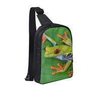 HEBSDFG Sac à bandoulière imperméable avec motif libellule bleue - Sac de poitrine à fermeture éclair pour l'école, les voyages et le travail, Feuilles de grenouille animale, One Size, Sac à dos en