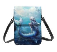 HEBSDFG Sac à bandoulière imprimé chimie pour téléphone portable en cuir PU pour homme et femme avec sangles réglables, Art sirène bleue, Taille unique