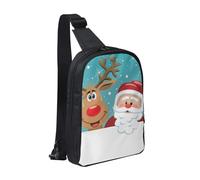 HEBSDFG Sac à bandoulière résistant à l'eau avec fermeture éclair - Motif roses roses - Pour l'école, les voyages et le travail, Cerf du Père Noël, One Size, Sac à dos en bandoulière