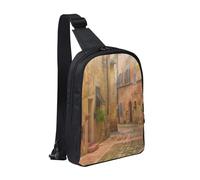 HEBSDFG Sac à bandoulière résistant à l'eau avec fermeture éclair pour l'école, les voyages et le travail, Rue à Majorque Espagne Door Road, One Size, Sac à dos en bandoulière