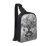 HEBSDFG Sac à bandoulière résistant à l'eau avec motif drapeau de la Jamaïque - Sac de poitrine à fermeture éclair pour l'école, les voyages et le travail, Tête de mort pour Halloween., One Size, Sac