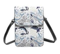 HEBSDFG Sac à bandoulière West Desert avec cowboys à cheval imprimé pour téléphone portable en cuir synthétique pour homme et femme avec sangles réglables, Motif de pieuvre tortue, Taille unique