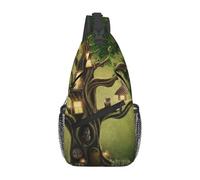 HEBSDFG Sac à dos à bandoulière à motif de chiot patriotique avec fermeture éclair pour l'école, les voyages et le travail, Oiseaux d'arbres mystérieux, One Size, Sac à dos en bandoulière