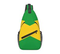 HEBSDFG Sac à dos à bandoulière à motif léopard avec fermeture éclair pour l'école, les voyages et le travail, Drapeau jamaïque., One Size, Sac à dos en bandoulière