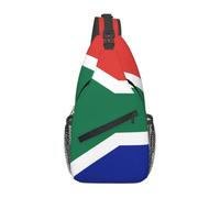 HEBSDFG Sac à dos à bandoulière à rayures noires et blanches avec fermeture éclair pour l'école, les voyages et le travail, Drapeau Afrique du Sud., One Size, Sac à dos en bandoulière