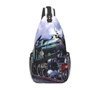 HEBSDFG Sac à dos à bandoulière avec fermeture éclair - Motif papillon blanc - Pour l'école, les voyages et le travail, Train à vapeur, One Size, Sac à dos en bandoulière