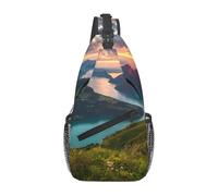 HEBSDFG Sac à dos à bandoulière avec fermeture éclair pour l'école, les voyages et le travail, Alpes suisses, One Size, Sac à dos en bandoulière