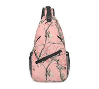 HEBSDFG Sac à dos à bandoulière avec fermeture éclair pour l'école, les voyages et le travail, Camouflage feuilles roses, One Size, Sac à dos en bandoulière