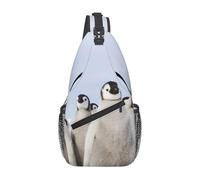 HEBSDFG Sac à dos à bandoulière avec fermeture éclair pour l'école, les voyages et le travail, Jeunes pingouins avec neige, One Size, Sac à dos en bandoulière