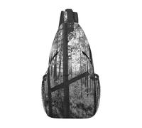 HEBSDFG Sac à dos à bandoulière avec fermeture éclair pour l'école, les voyages et le travail, Lumière du soleil à travers les bouleaux, One Size, Sac à dos en bandoulière