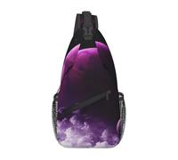 HEBSDFG Sac à dos à bandoulière avec fermeture éclair pour l'école, les voyages et le travail Motif fleurs d'hibiscus Rouge, Purple Fantasy Mystic Planet, One Size, Sac à dos en bandoulière