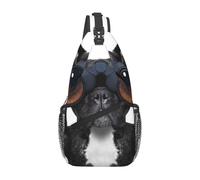 HEBSDFG Sac à dos à bandoulière avec motif de chien avec fermeture éclair pour l'école, les voyages et le travail, Télescope Chien, One Size, Sac à dos en bandoulière