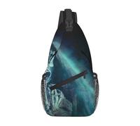 HEBSDFG Sac à dos à bandoulière en bois coloré avec motif notes de musique, sac à bandoulière avec fermeture éclair pour l'école, les voyages et le travail, Crâne mort mystique, One Size, Sac à dos en