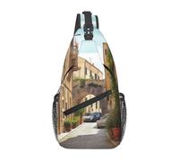 HEBSDFG Sac à dos à bandoulière imprimé « Law of the Compass » pour homme et femme, sac à bandoulière pour voyage, sports de plein air, randonnée, cyclisme, randonnée, Italian Street, Taille unique