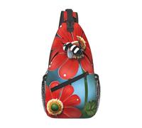 HEBSDFG Sac à dos à bandoulière imprimé « Law of the Compass » pour homme et femme, sac à bandoulière pour voyage, sports de plein air, randonnée, cyclisme, randonnée, Ladybug Flower, Taille unique