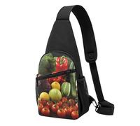 HEBSDFG Sac à dos à bandoulière unisexe avec imprimé feuilles d'érable pour voyage, sports de plein air, randonnée, cyclisme, école, Variété de fruits et légumes frais., Taille unique, Sac à dos de