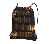 HEBSDFG Sac à dos avec cordon de serrage imprimé motif poule résistant à l'eau Sac à dos décontracté pour le sport, la gym, les voyages pour homme et femme, Bibliothèque mystérieuse de la librairie