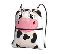 HEBSDFG Sac à dos avec cordon de serrage imprimé motif poule résistant à l'eau Sac à dos décontracté pour le sport, la gym, les voyages pour homme et femme, Vache au lait dessin animé, One Size, Sac à