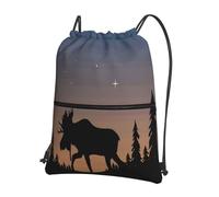 HEBSDFG Sac à dos avec cordon de serrage imprimé musique résistant à l'eau Sac à dos décontracté pour le sport, la gym, les voyages pour homme et femme, Moose Mountain Pin Wilderness, One Size, Sac à