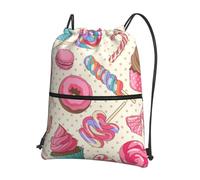 HEBSDFG Sac à dos avec cordon de serrage imprimé ours polaire mignon résistant à l'eau sac à dos décontracté pour le sport, la gym, les voyages pour homme et femme, Bonbons sucettes colorées en forme