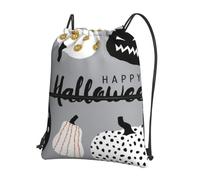 HEBSDFG Sac à dos avec cordon de serrage imprimé pingouin heureux résistant à l'eau Sac à dos décontracté pour le sport, la gym, les voyages pour homme et femme, Joyeuse fête d'Halloween, One Size