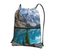 HEBSDFG Sac à dos avec cordon de serrage imprimé requins nautiques résistant à l'eau Sac à dos décontracté pour le sport, la gym, les voyages pour homme et femme, Montagnes rocheuses., One Size, Sac à