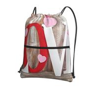HEBSDFG Sac à dos avec cordon de serrage, motif capsule spatiale, intérieur imprimé, résistant à l'eau, sac à dos décontracté pour sport, gym, voyage, pour homme et femme, Wood Love, One Size, Sac à