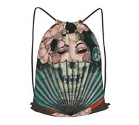 HEBSDFG Sac à dos avec cordon de serrage pour homme et femme - Imprimé geisha japonais - Sac à dos pour le sport, la gym, le shopping, la plage, Noir , S, Sac à dos daypack