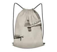 HEBSDFG Sac à dos avec cordon de serrage pour homme et femme - Motif avion de la Seconde Guerre mondiale - Pour le sport, la gym, le shopping, la plage, Noir , M, Sac à dos daypack
