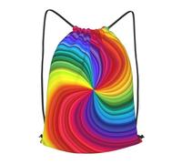 HEBSDFG Sac à dos avec cordon de serrage pour homme et femme - Motif tourbillon arc-en-ciel - Pour le sport, la gym, le shopping, la plage, Noir , S, Sac à dos daypack