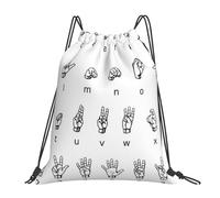 HEBSDFG Sac à dos de sport avec cordon de serrage et sac de sport pour homme, sac à dos de plage, sac de courses réutilisable, Langue des signes de l'alphabet., One Size, Sac à dos de voyage