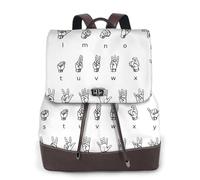 HEBSDFG Sac à dos de sport imprimé baseball pour femme, sac à dos en cuir PU, sac à dos pour ordinateur portable, sac à dos pour l'école, les voyages, le travail, Langue des signes de l'alphabet., One