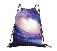 HEBSDFG Sac à dos de sport léger et réutilisable avec cordon de serrage Motif étoiles de mer avec lunettes jaunes, Galaxie spirale, One Size, Sac à dos de voyage