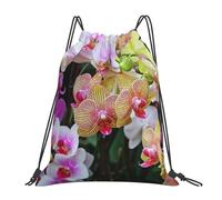 HEBSDFG Sac à dos de sport léger et réutilisable avec cordon de serrage Motif roses rouges et noires, Orchidées, One Size, Sac à dos de voyage