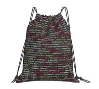 HEBSDFG Sac à dos de sport léger et réutilisable avec cordon de serrage Motif roses rouges et noires, Code de programmation du programmateur, One Size, Sac à dos de voyage