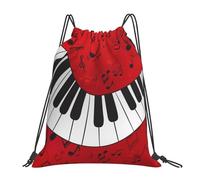 HEBSDFG Sac à dos de sport léger et réutilisable avec cordon de serrage Motif Tour Eiffel Rose, Note de musique piano., One Size, Sac à dos de voyage