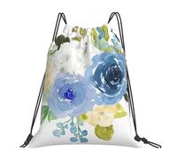 HEBSDFG Sac à dos de sport léger et réutilisable avec cordon de serrage pour femme Motif bonhomme de neige coquillages, Style aquarelle avec feuilles florales, One Size, Sac à dos de voyage