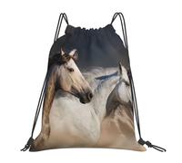 HEBSDFG Sac à dos de sport léger et réutilisable avec cordon de serrage pour femme Motif paysage marin, Peinture de chevaux en cours d'exécution, One Size, Sac à dos de voyage