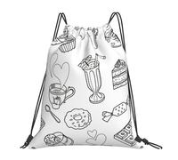 HEBSDFG Sac à dos de sport léger et réutilisable avec cordon de serrage pour femme Noir et blanc, Thé de l'après-midi., One Size, Sac à dos de voyage