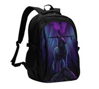 HEBSDFG Sac à dos de voyage pour ordinateur portable avec imprimé éléphant 3D pour homme et femme de 13 à 40,6 cm pour l'école, la randonnée, le travail en plein air, Loups Howl In The Northern Lights