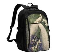 HEBSDFG Sac à dos de voyage pour ordinateur portable de 13 à 40,6 cm avec imprimé papillons blancs et violets pour l'école, la randonnée, le travail en plein air, Paon blanc., One Size, Sac à dos de