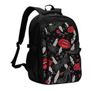 HEBSDFG Sac à dos de voyage pour ordinateur portable de 13 à 40,6 cm avec imprimé roses rouges et noires pour l'école, la randonnée, le travail en plein air, Lèvres à talons hauts, One Size, Sac à dos