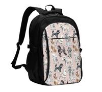 HEBSDFG Sac à dos de voyage pour ordinateur portable de 13 à 40,6 cm Motif Tour Eiffel Rose Imprimé floral Pour l'école, la randonnée, le travail en plein air, Oodles of Caniches., One Size, Sac à dos