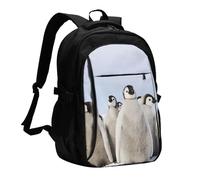 HEBSDFG Sac à dos de voyage pour ordinateur portable de 33 à 40,6 cm avec imprimé cœurs rouges pour l'école, la randonnée, le travail en plein air, Jeunes pingouins avec neige, One Size, Sac à dos de