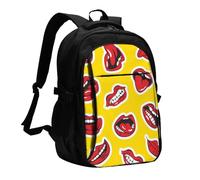 HEBSDFG Sac à dos de voyage pour ordinateur portable de 33 à 40,6 cm avec imprimé mer tropicale - Pour l'école, la randonnée, le travail en plein air - Blanc, Femme souriant et mordant ses lèvres