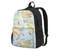 HEBSDFG Sac à dos de voyage pour ordinateur portable de 38,1 cm pour homme et femme, imprimé éléphant gris 3D, sac à dos décontracté pour l'école, la randonnée, le travail, motif carte du monde, One