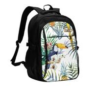 HEBSDFG Sac à dos de voyage West Desert avec cowboys à cheval imprimé pour ordinateur portable pour homme et femme 13-16 pouces pour l'école, la randonnée, le travail en plein air, Oiseau tropical